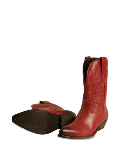 Golden Goose Wish Star Boots In Burgundy