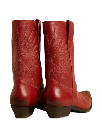 Golden Goose Wish Star Boots In Burgundy