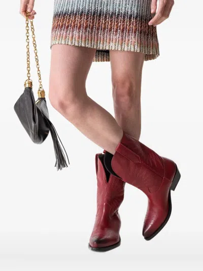 Golden Goose Wish Star Boots In Burgundy