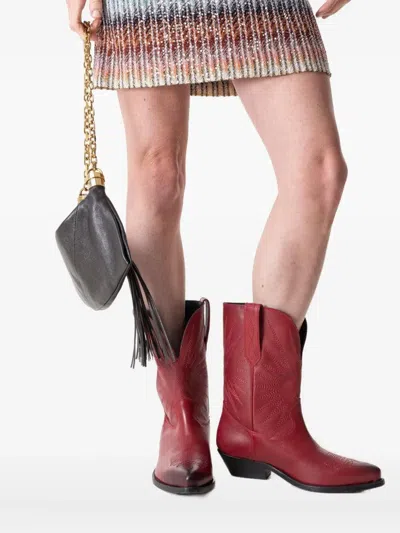 Golden Goose Wish Star Boots In Burgundy