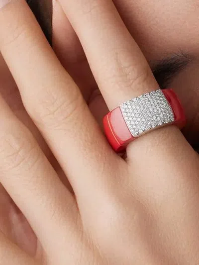 Roberto Demeglio 18k White Gold Diamond Ring In Pink