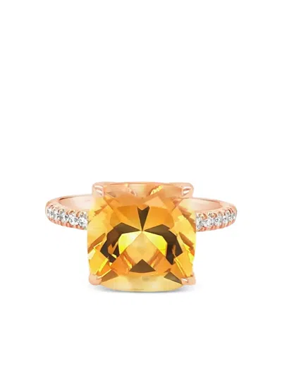 Lisa Nik 18k Rose Gold Citrine And Diamond Ring In Gold