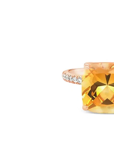 Lisa Nik 18k Rose Gold Citrine And Diamond Ring In Gold