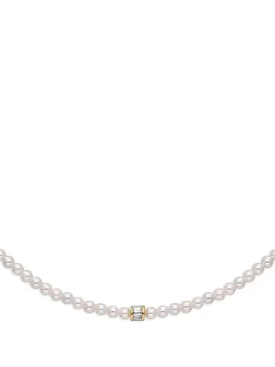 Moksh 18k Yellow Gold Diamond And Freshwater Pearl Necklace In Metallic