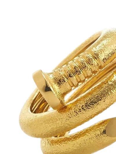 David Webb 18k Yellow Gold Hammered Nail Ring In Gold