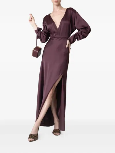 Lapointe V-neck Side-slit Dress In Purple