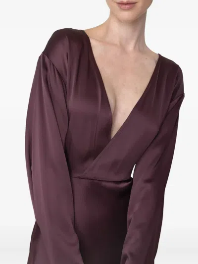 Lapointe V-neck Side-slit Dress In Purple