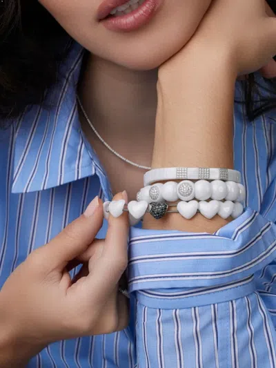 Roberto Demeglio 18k White Gold Heart Diamond Bracelet In Gray