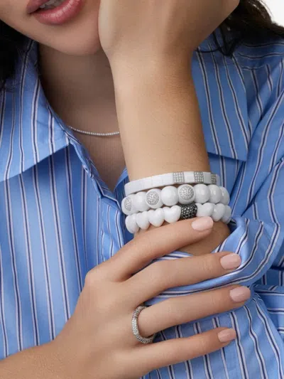 Roberto Demeglio 18k White Gold Heart Diamond Bracelet In Gray