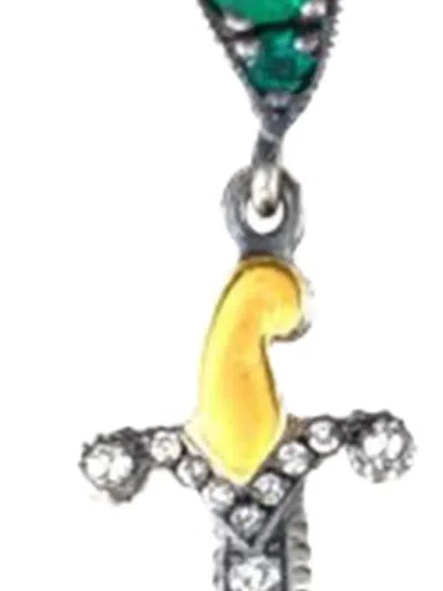 Sevan Biçakçi 24k Yellow Gold Dagger Emerald And Diamond Drop Earrings In Metallic