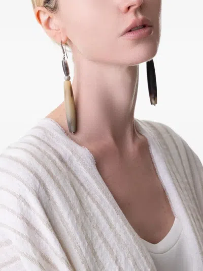 Brunello Cucinelli Horn Drop Earrings In Gold