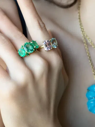 Irene Neuwirth 18k Yellow Gold Aquamarine Kunzite Gemmy Ring In Gold