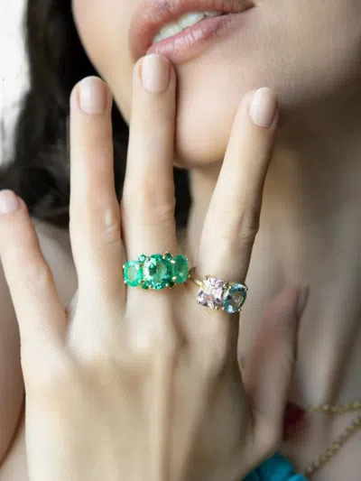 Irene Neuwirth 18k Yellow Gold Aquamarine Kunzite Gemmy Ring In Gold