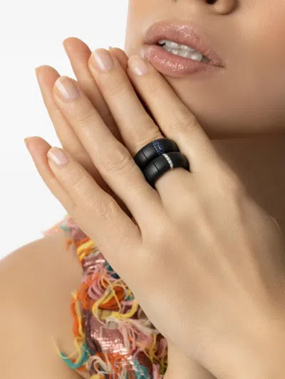 Roberto Demeglio 18k White Gold Pura Sapphire And Diamond Ring In Green