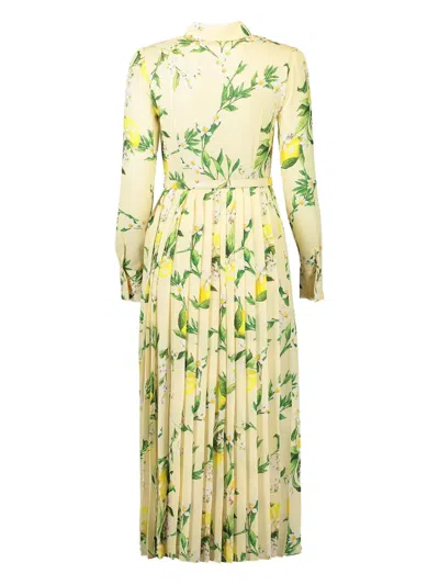 Monique Lhuillier Long-sleeves Pleated Dress In Multi