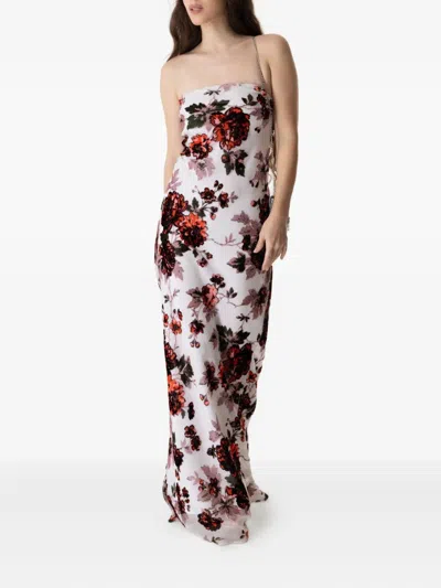 Rodarte Floral-print Strapless Gown In Multi