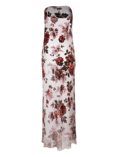 Rodarte Floral-print Strapless Gown In Multi