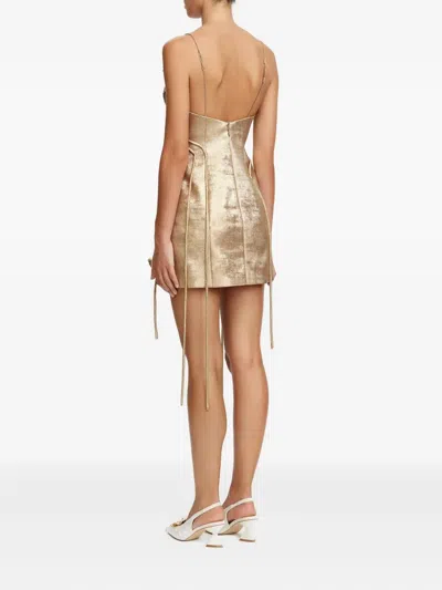 Acler Hillsome Bow-embellished Mini Dress In Gold