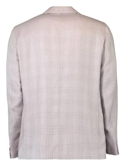 Eleventy Single-breasted Checked Blazer In Gold