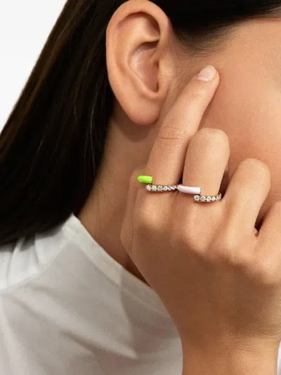 Melissa Kaye 18k Yellow Gold Pastel Blue Lola Diamond Ring In Metallic