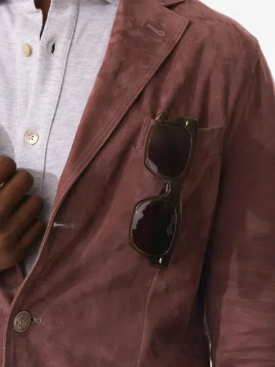 Eleventy Suede Single-breasted Blazer In Brown