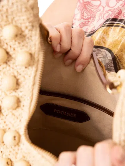 Poolside The Brighton Beaded Raffia Shoulder Bag In Neutral