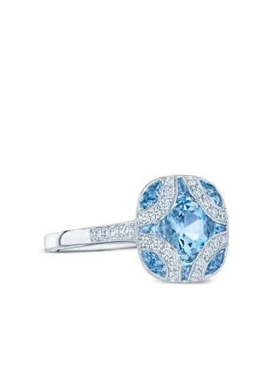 Kwiat 18k White Gold Argyle Diamond And Aquamarine Ring In Metallic