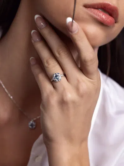 Kwiat 18k White Gold Argyle Diamond And Aquamarine Ring In Metallic