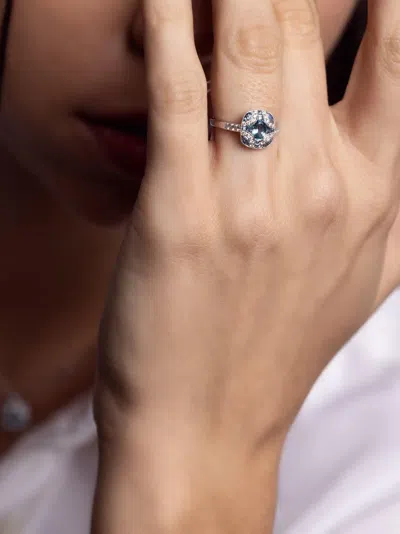 Kwiat 18k White Gold Argyle Diamond And Aquamarine Ring In Metallic