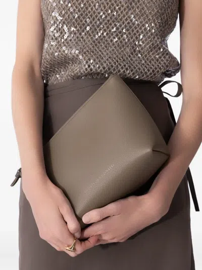 Brunello Cucinelli Zipper Pouch Clutch Bag In Brown