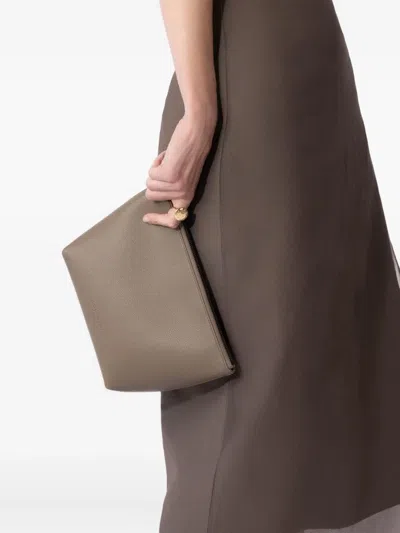 Brunello Cucinelli Zipper Pouch Clutch Bag In Brown