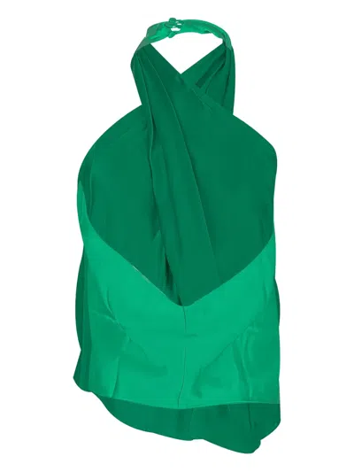 The Sei Cross-wrap Halter Top In Green