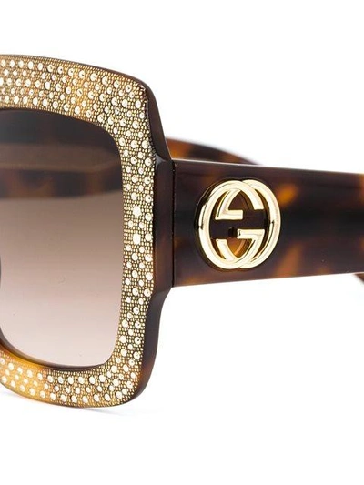 Shop Gucci Eyewear Embellished Frame Sunglasses - Black