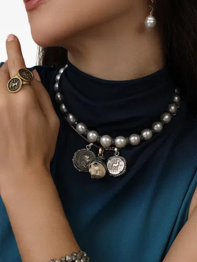 Sylva & Cie 18k White Gold Diamond Coin Pendant In Metallic