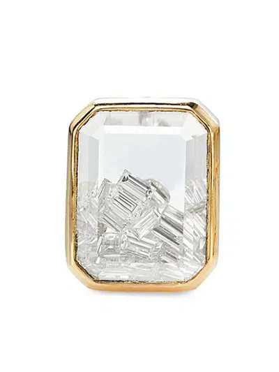 Moritz Glik 18k Yellow Gold Shaker Diamond And Sapphire Earrings In Brown