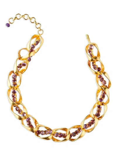 Bounkit Jewelry Faceted-amethyst Chain Necklace In Brown