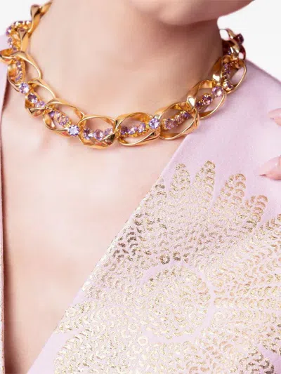 Bounkit Jewelry Faceted-amethyst Chain Necklace In Brown