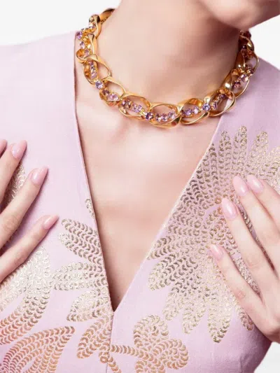 Bounkit Jewelry Faceted-amethyst Chain Necklace In Brown