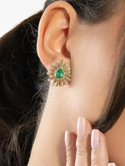 18K黄金祖母绿宝石钻石耳环