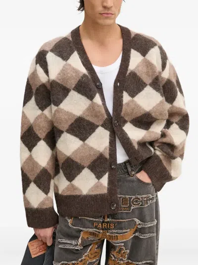 Won Hundred Edmonton Argyle Buttoned Cardigan In Brown
