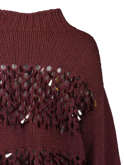 Brunello Cucinelli Sequin-embellished Sweater In Red