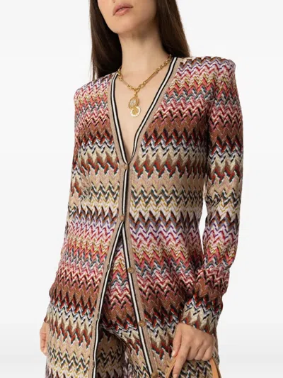 Missoni Chevron-pattern Button-front Cardigan In Multi