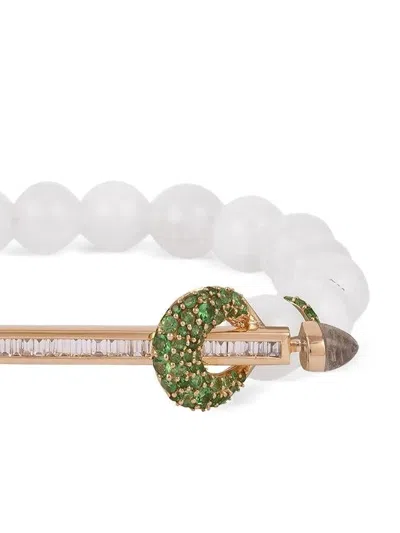 Ananya Rose Gold Chakra Diamond And Moon Stone Bracelet In Metallic