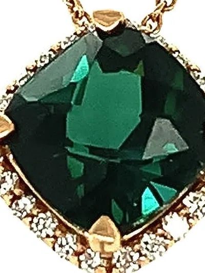 Lisa Nik 18k Rose Gold Diamond And Tourmaline Necklace In Green