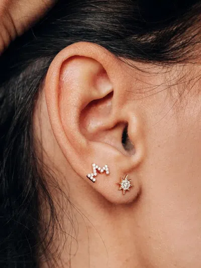 Anzie 14k Yellow Gold Aztec North Star Diamond Earring In Gold