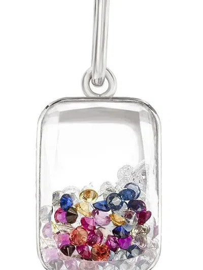 Moritz Glik 18k White Gold Ten Fourteen Petite Confetti Multi-stone Necklace In Metallic
