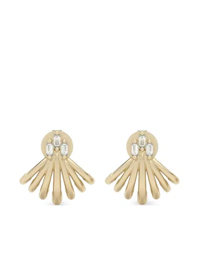 Dana Rebecca Designs Yellow Gold Diamond Burst Huggie Earrings In Gold