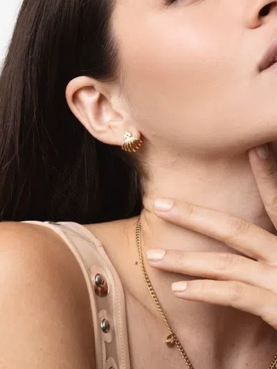 Dana Rebecca Designs Yellow Gold Diamond Burst Huggie Earrings In Gold