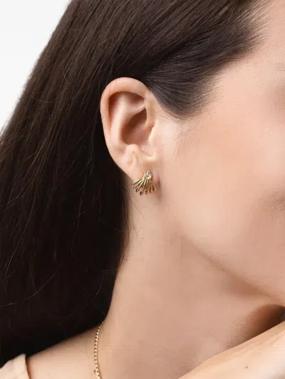 Dana Rebecca Designs Yellow Gold Diamond Burst Huggie Earrings In Gold