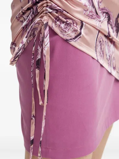 Versace Jeans Couture Ruched Ruffled Mini Dress In Pink